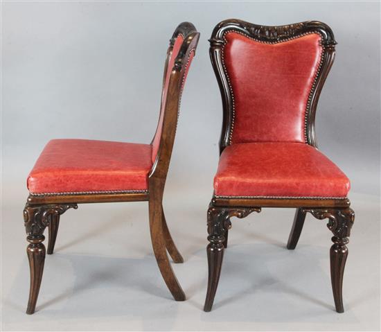 Attributed to Gillows. A set of six Victorian rosewood dining chairs, H.3ft 1in.